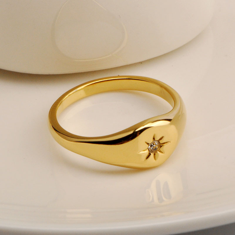 PVD Coated Real Gold Plated 18K Gold Star Stainless Steel Simple Style Waterproof Non Tarnish Rings display picture 4