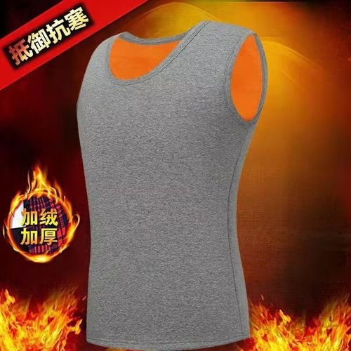 Men's sleeveless base layer with plush lining and warm insulation, 2024 autumn/winter vest, close-fitting wide shoulders