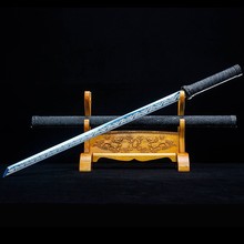 龙泉火龙宝剑蓝龙唐横刀剑高锰钢烤蓝一体长款影视刀具批发未开刃