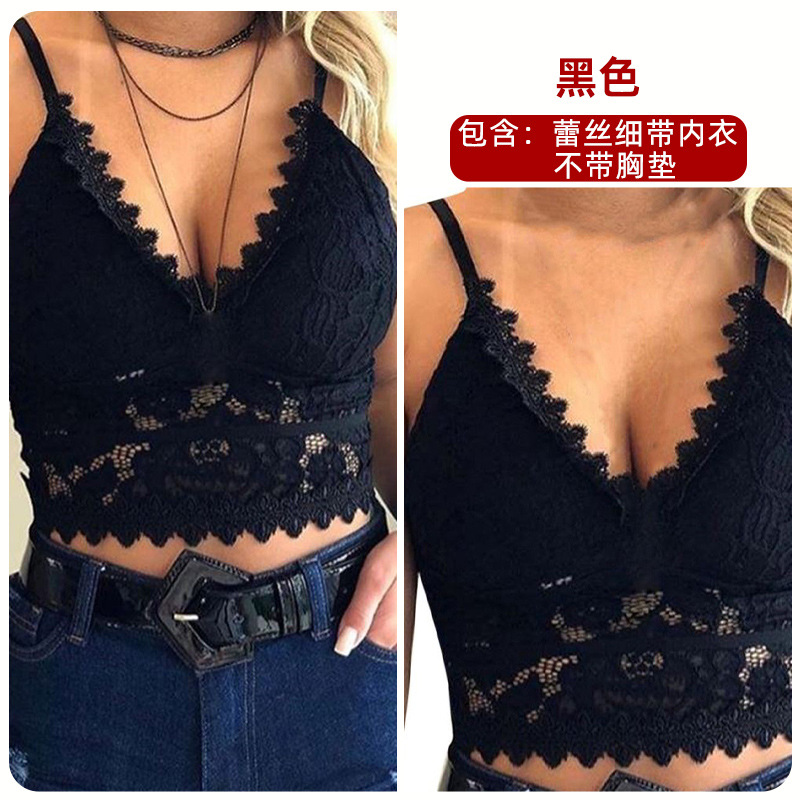 Sexy diosa brumoso sexy encanto hueco de encaje fino sujetador la taza del triángulo sin respaldo inalámbrico ropa interior las mujeres