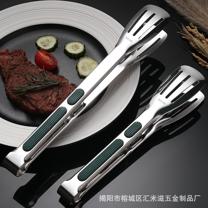 304ステンレス鋼焼肉クリップパーマ防止ハンドルBBQ食べ物クリップベーカリーパンクリップキッチンステーキクリップ食品クリップ|undefined