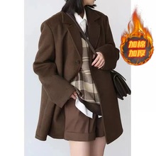 美拉德英伦风小个子西装毛呢外套女秋冬季新款加厚呢子赫本风大衣
