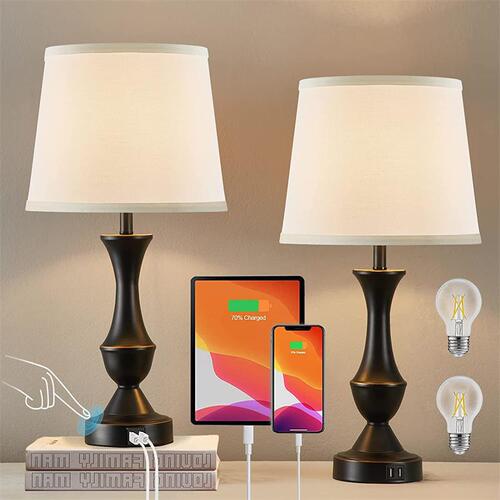 American-style minimalist creative warm decorative cross-border USB charging touch dimmable LED bedroom bedside lamp