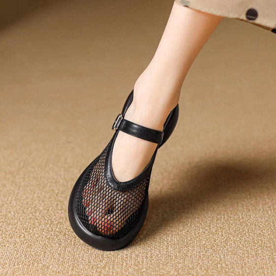 Soft Sole Thick Light Mary Jane Mesh Hollow Sandals Spring and Summer 2025 New Casual Breathable Thick Sole Mesh Shoes