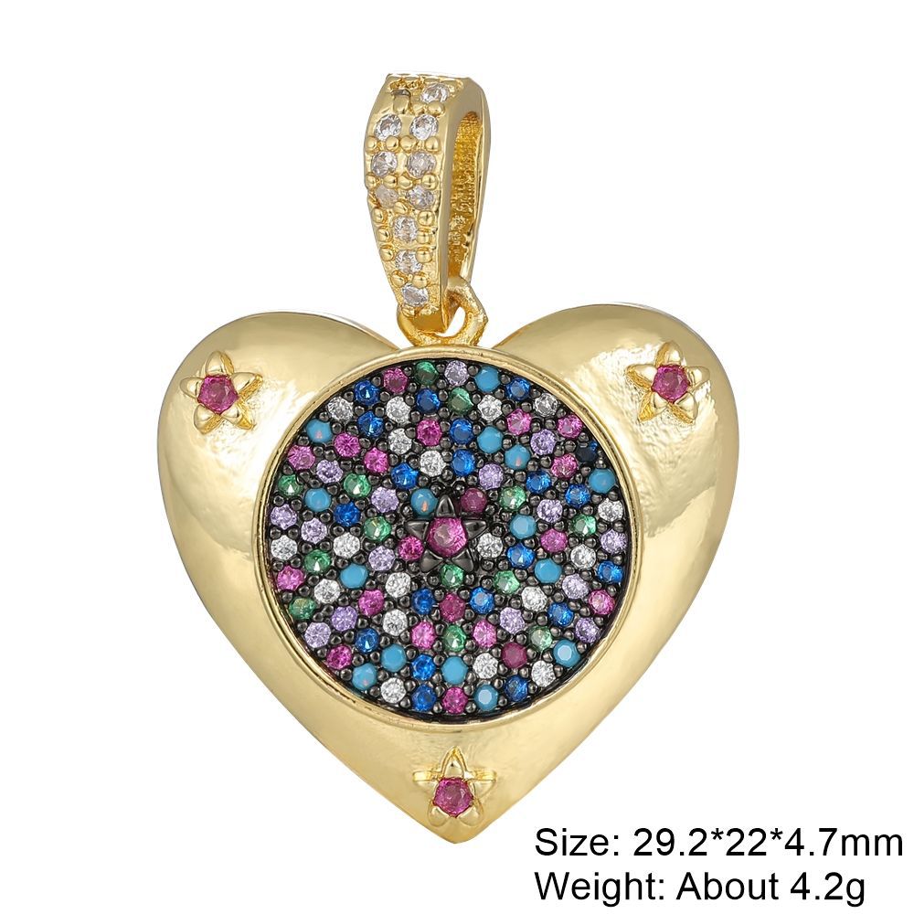 5g Weight Pendant Jewelry Making Type Rhinestones Inlay Material DIY Jewelry Accessories Classification 1 Piece Quantity Copper Material Heart Shape Pattern Plating Design Casual, Retro, Classic Style Style 1 Piece Copper Rhinestones Heart Shape Pendant 5