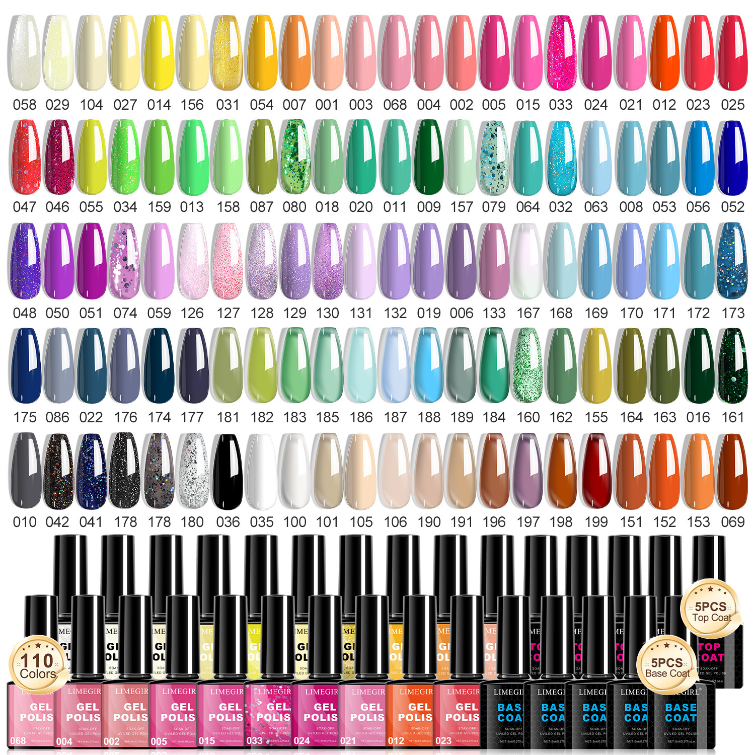 Juego de pegamento para esmalte de uñas LIMEGIRL juego completo de pegamento para esmalte de uñas de uñas nuevo de 120 colores