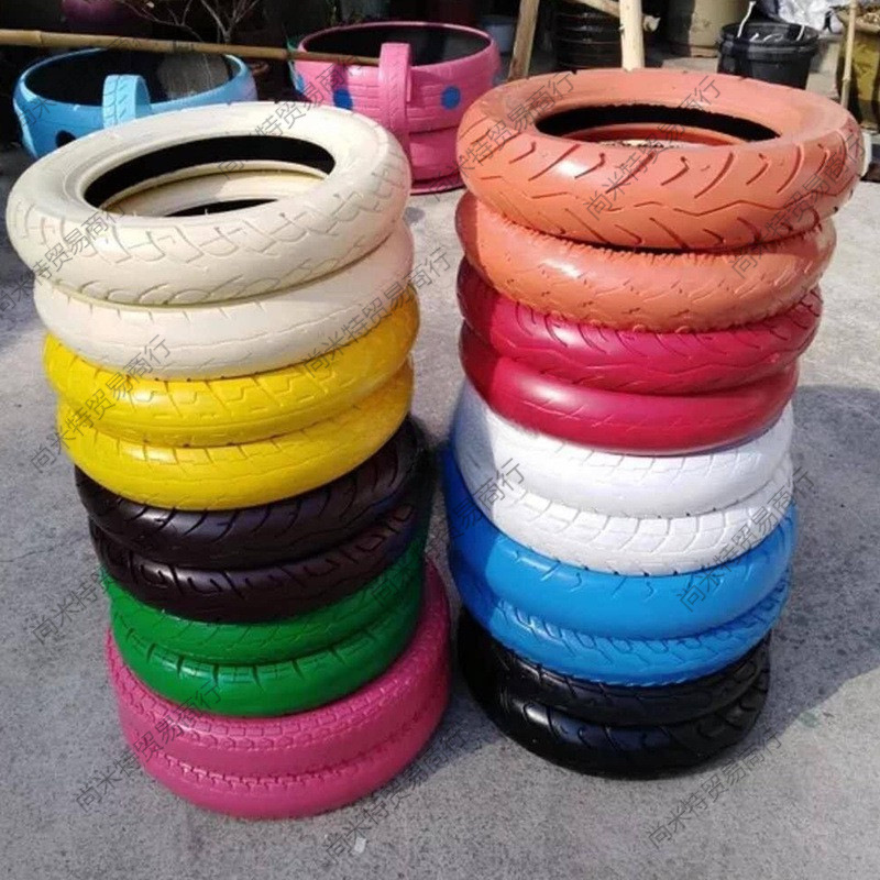 废旧轮胎幼儿园彩色小儿童户外游戏玩具真橡胶滚圈感统体能训练