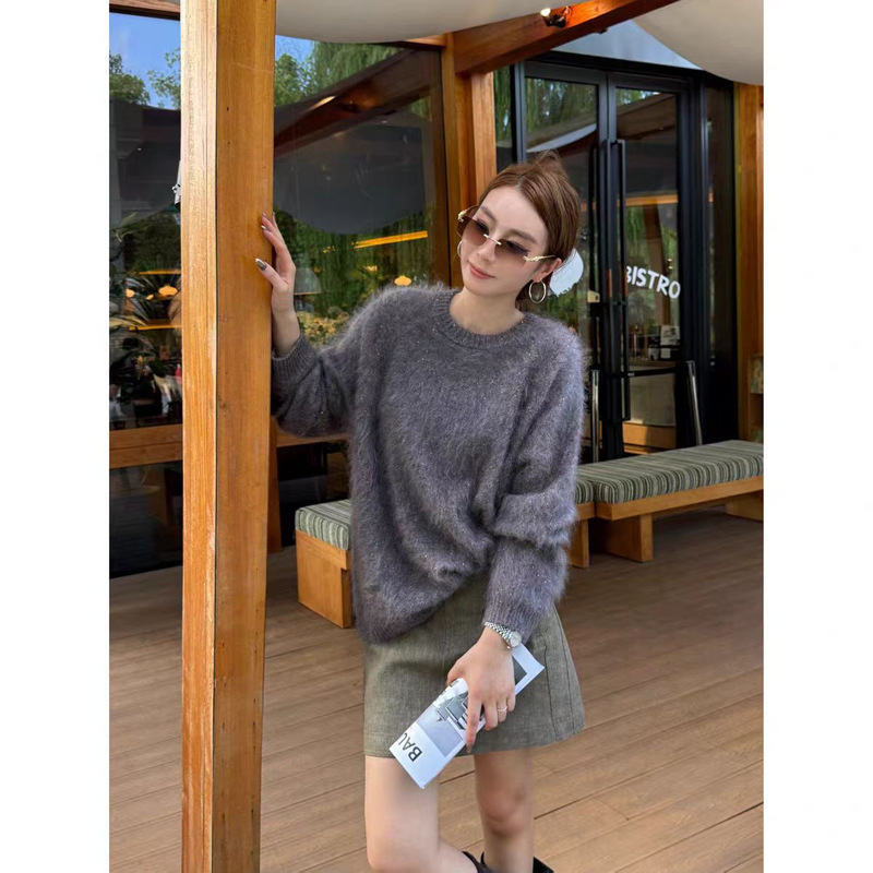 Sparkling mulberry silk, cashmere, brushed wool, high-weight, sequined, 400-gram thick sweater Sparkling mulberry silk, cashmere, brushed wool, high-weight, sequined, 400-gram thick sweater