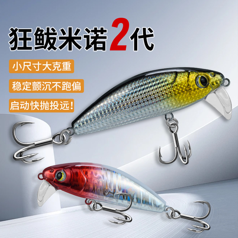 Crazy Mino Second Generation Slow Sinking Ultra Long Casting Submerged Mino Micro Artificial Bait for Fishing for Sea Bass and Sea Bass
