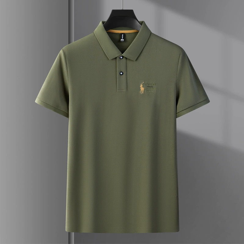 Летний элитный универсальный модный шелковый поло с вышивкой, slim fit