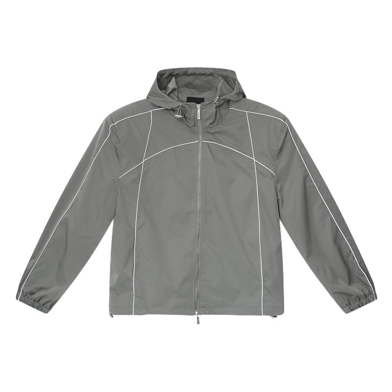 Mtlclothes ropa de Hombre | 2024 primavera nuevo nicho diseño línea brillante reflectante chaqueta con capucha traje moda