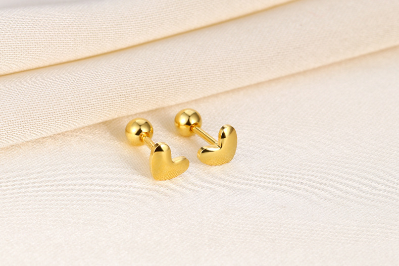 1 Pair Classic Style Commute Heart Shape Sterling Silver Ear Studs display picture 6