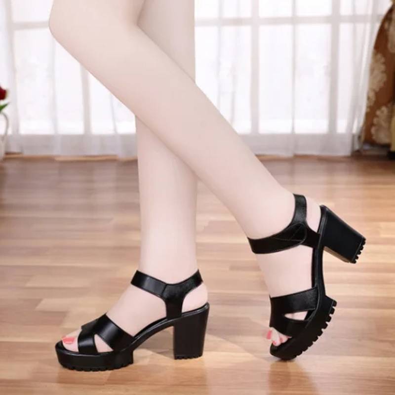 Summer universal sandals heels platform with velcro