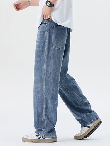 Summer New Lyocell Men's Lightweight Tencel Casual Loose Drape Slimming Versatile Simple Straight Leg Pants