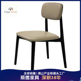 中古风实木餐椅有靠背现代简约餐厅椅子家用意式设计师白蜡木凳子