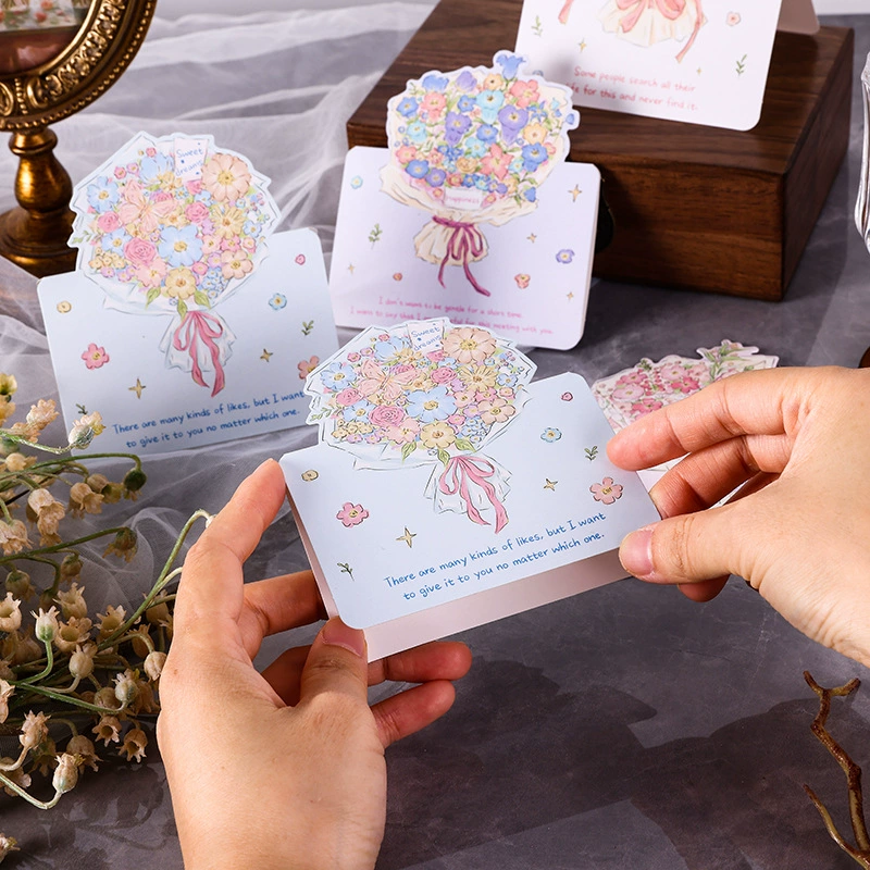 День Святого Валентина букет поздравительная открытка Благословение День учителя розы складная карта сообщений благодарения универсальная карта цветочного магазина оптом