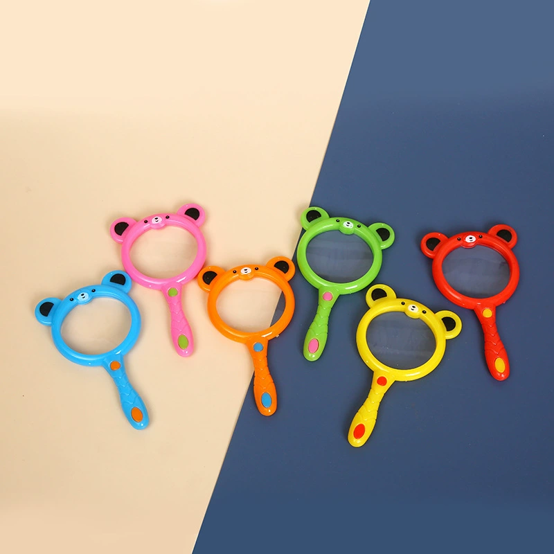 Cartoon plastic magnifying glass, teaching toy for experiments, with little bears, science and technology
