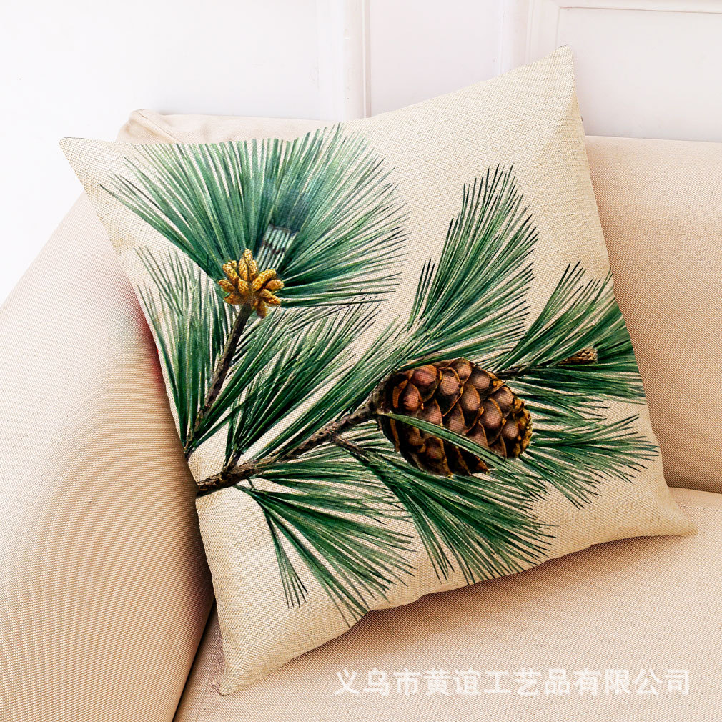 亚马逊 新款艺术松果棉麻抱枕套 汽车靠垫办公室午睡抱枕厂家直销