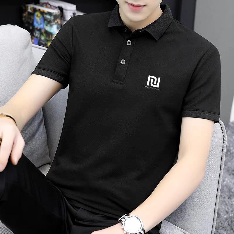 Short-sleeved T-shirt Men's Summer Lapel Elastic Quick-drying Breathable Running Top Men's Ice Silk Sports Polo Shirt All-match