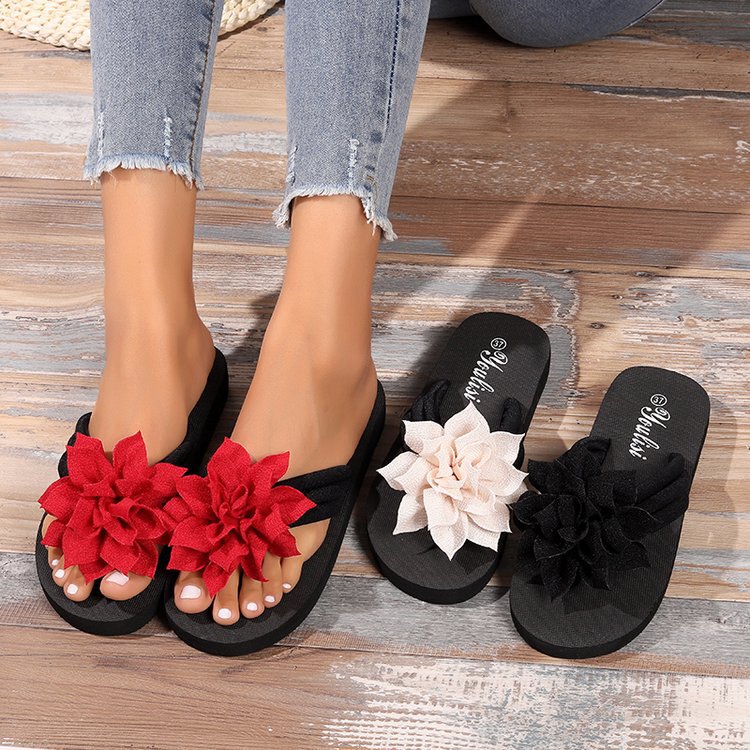 Flip-Flops Women's Large Size Flower Flats Men's and Women's Sandals 2025 Summer New Couple Sandals