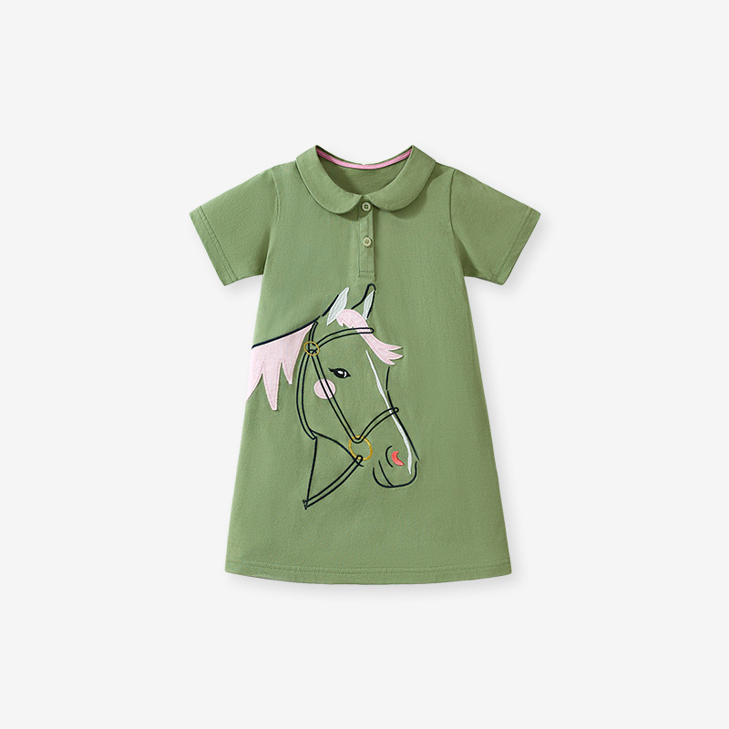 Little maven fábrica al por mayor vestido de niña falda de manga corta transfronteriza para niños falda de verano europea y americana