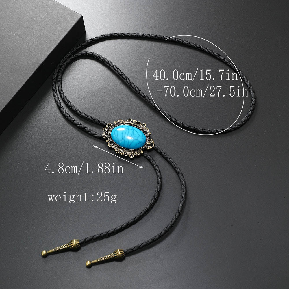 Retro Geometric Pu Leather Alloy Turquoise Unisex Bolo Tie Necklaces display picture 4