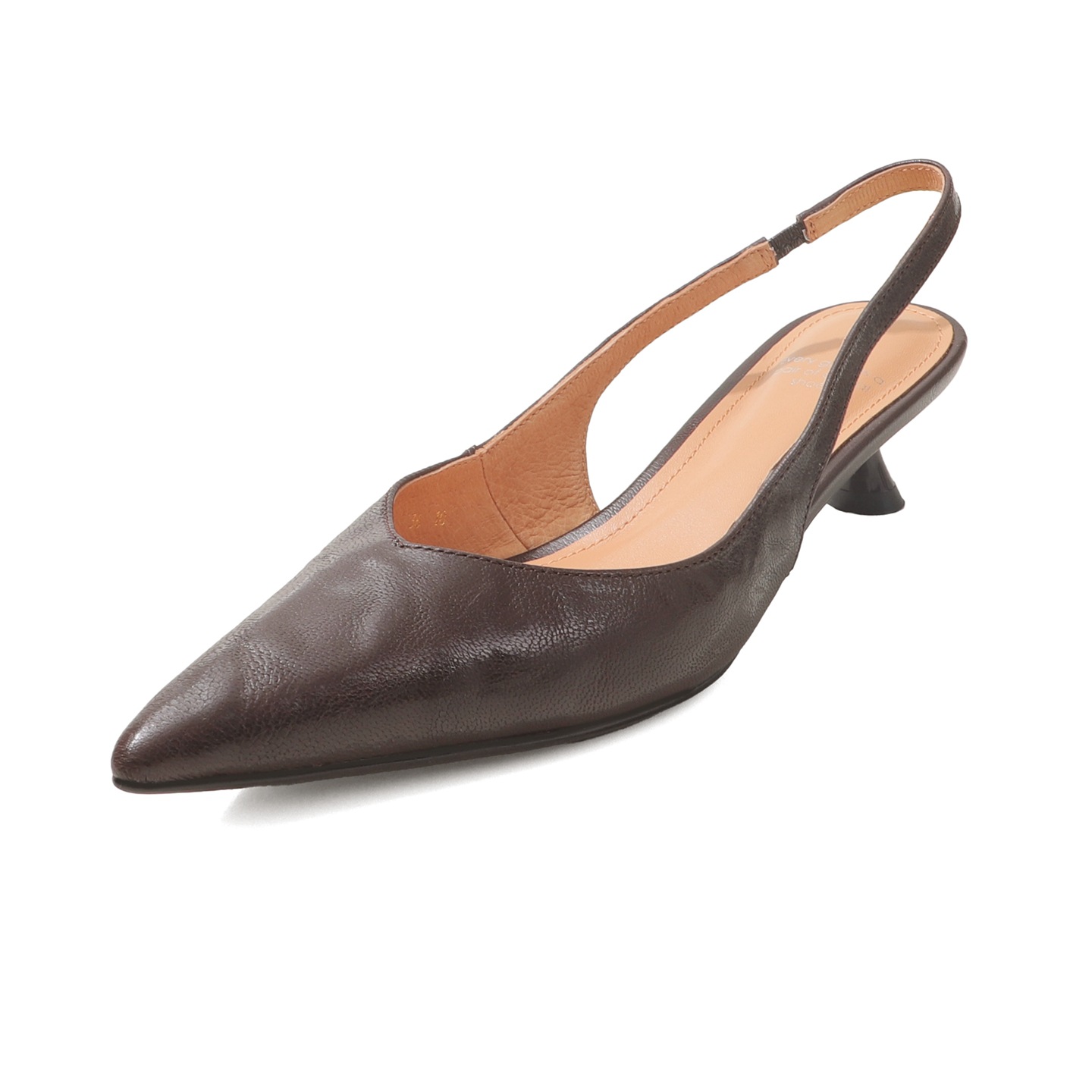 Sandal cao gót nữ mũi nhọn quai hậu dây khóa, gót 9 cm — màu nâu chi tiết 35