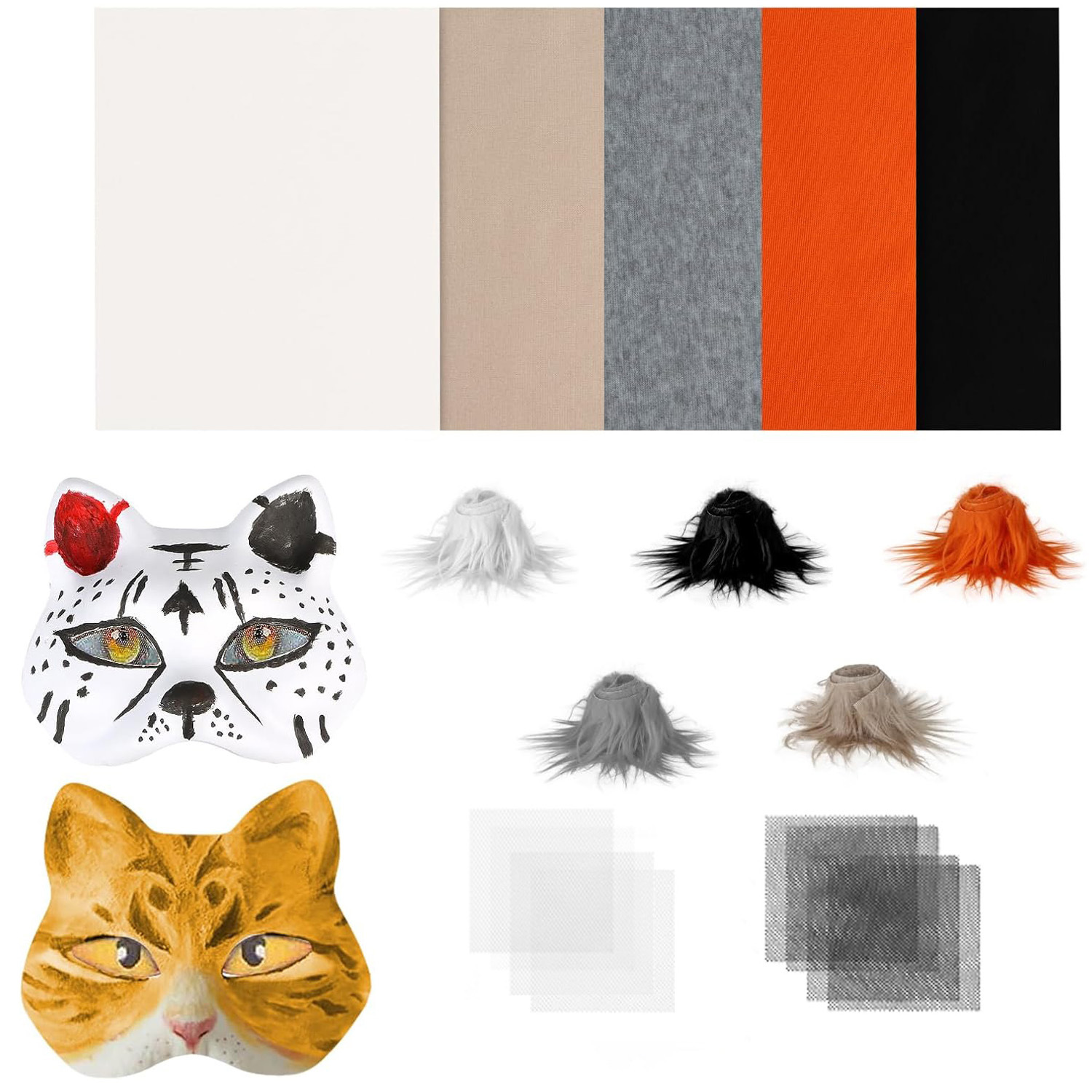 Amazon DAY Pintado a mano de felpa cara de gato juego de máscaras de animales de pulpa en blanco de Halloween juegos de rol