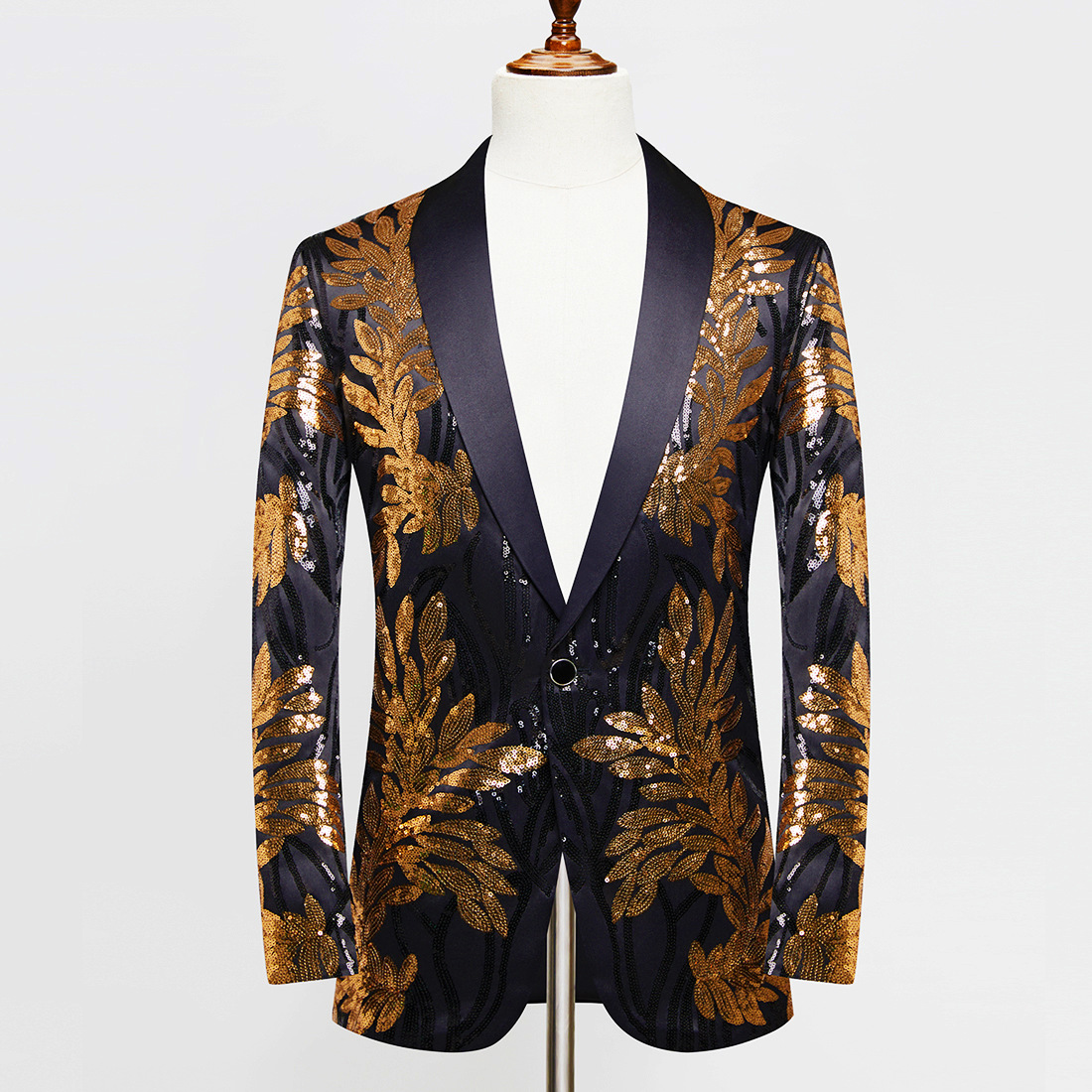 QFV507045555501<2 QFV507045555501<2 Men's High-Quality Gold Sequin Embellished Blazer Casual Suit Jacket Host Singer Performance Outfit_voghion.com