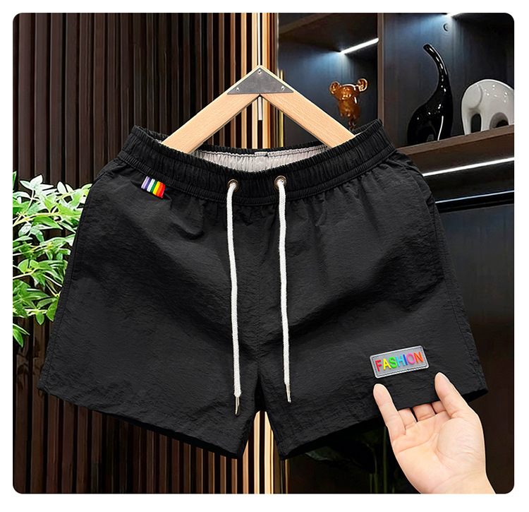 Men's Quick Drying Beach Shorts Stylish Elastic Waist Color Block High Quality Loose Fit Inner Lining Three Quarter Length_viptrois.com