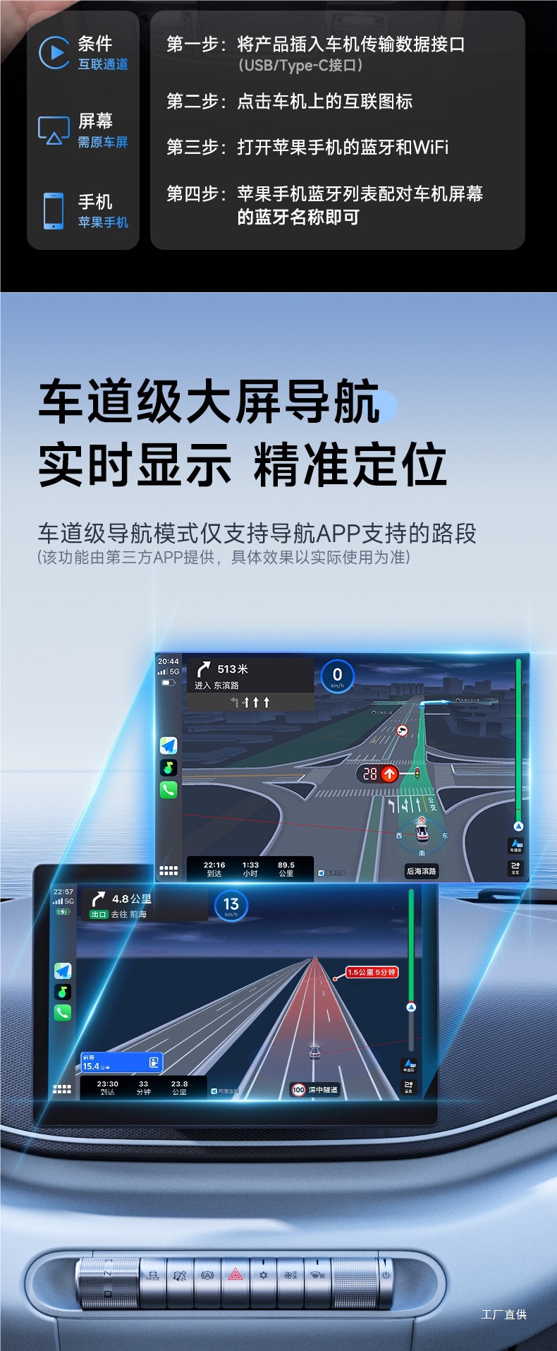 Mercedes-Benz E Wireless Carplay Box for Full-Screen Display, Compatible with E300Lglc/B Huawei Car System Hicar Peihui