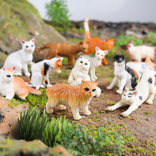 Cross-border simulation genuine mini pet cat animal model Persian cat lucky cat domestic cat black cat white cat toy