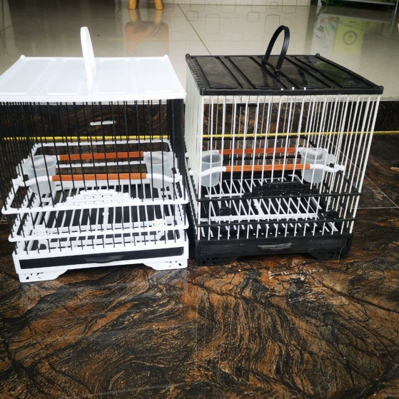 Пластиковая стальная клетка для птиц НОВАЯ КЛЕТКА четырех поколений с вышивкой квадратная клетка для маленьких птиц с дном Сетка Пластиковая двойная Нижняя сетка красивая на открытом воздухе простая