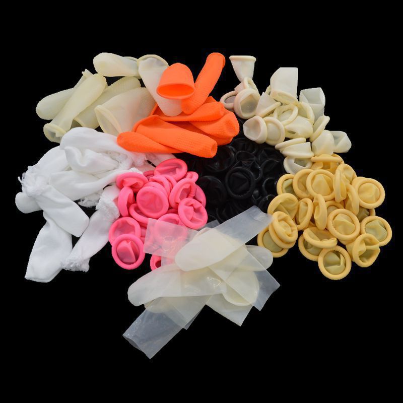 手指套一次性乳胶指套防静电白色无卤黄色橙色防护保护套加厚防滑