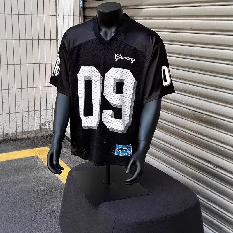 Retro Jersey Short-Sleeved T-Shirt Men's Sports Casual Loose Versatile American Street Digital Printing Design Top