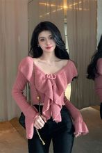 秋冬韩版新款修身显瘦时尚气质喇叭袖针织长袖毛衣女装潮