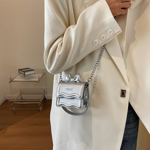 Women's 2024 New Butterfly Bow Handbag, Elegant Korean Style Mini Crossbody Bag, Red Oral Wholesale