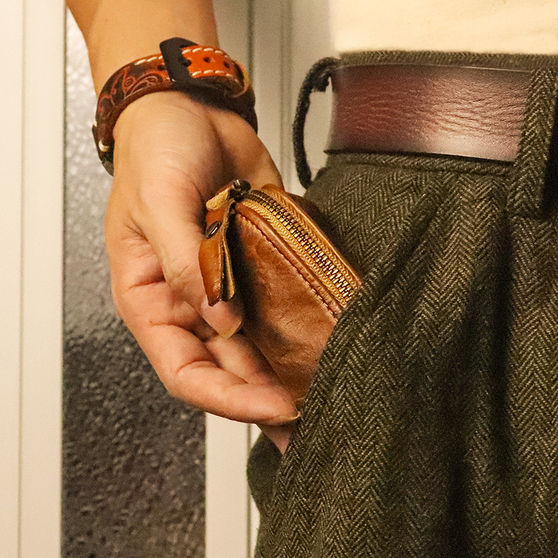 Īstas ādas soma, personalizēta vienkārša, ar pirmo kārtu no augu miecētas govs ādas, roku darbs, automašīnas atslēgu maciņš abiem._voghion.com