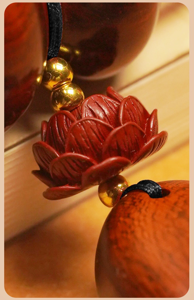 Chinese Style Sandalwood Peace and Safety Car Pendant Car Rearview Mirror Interior Car Hanging Creative Bead Chain Pendant Wholesale
