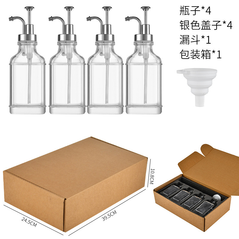 Amazon 16oz dispensador de jarabe de café botella de jarabe de té de leche cuadrado vidrio transparente dispensador de jabón botella dividida