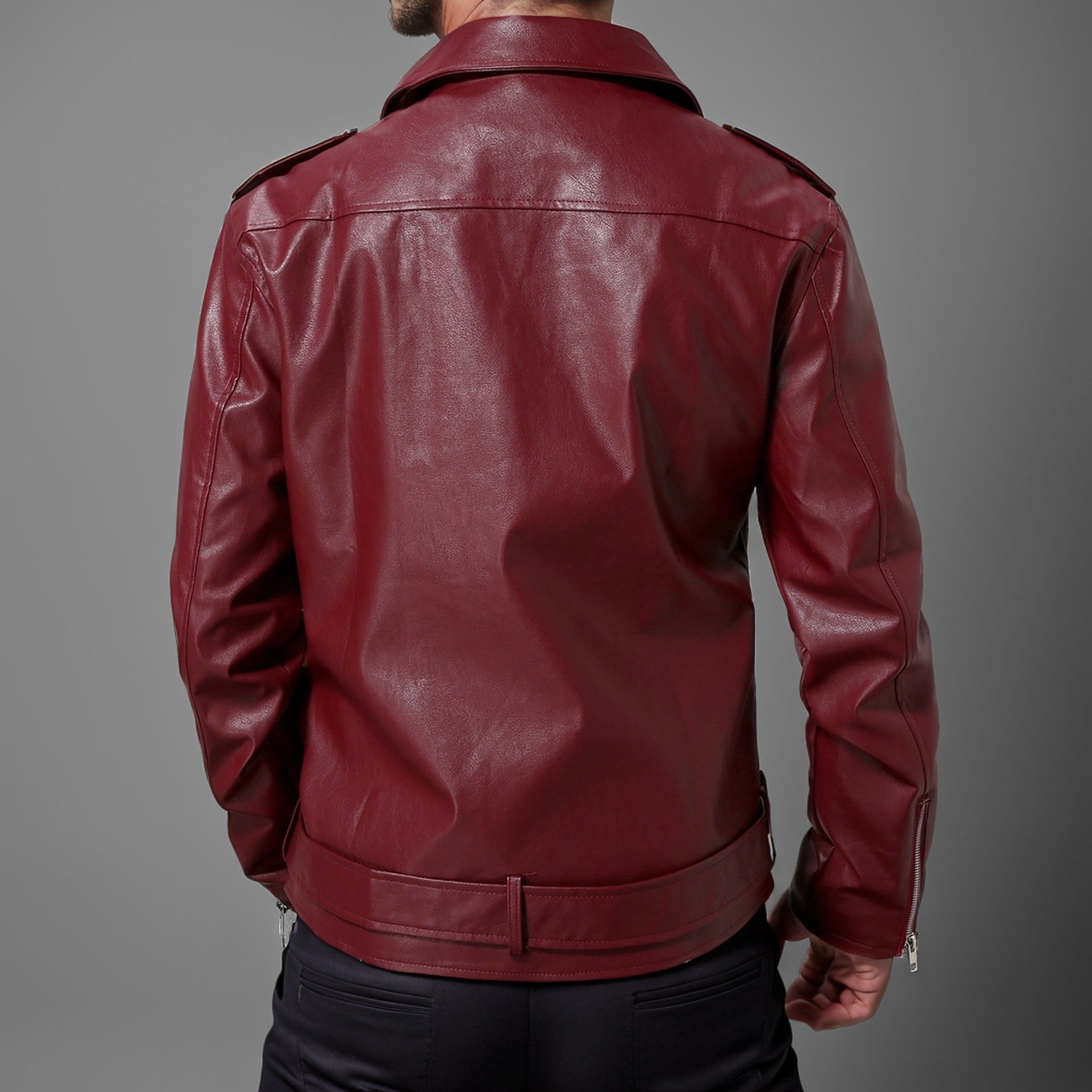 Men's Slim Fit Leather Jacket Lapel Biker Style For Autumn Winter_voghion.com