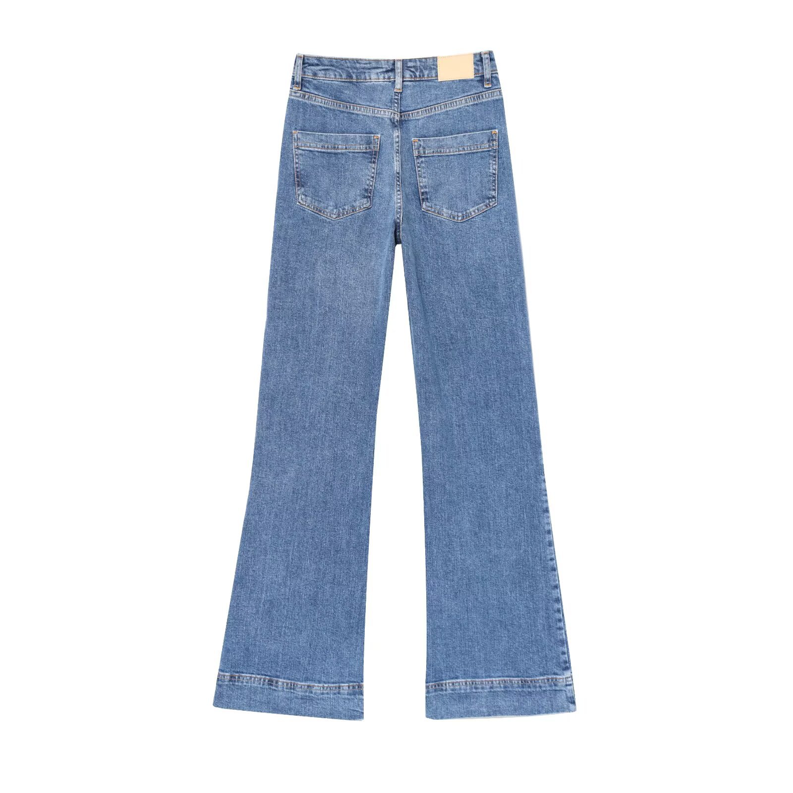Women's Clothing High-Waisted Straight Leg Jeans Women's Style Summer Patch Pockets For Formal & Casual For Women_ecoleips.com
