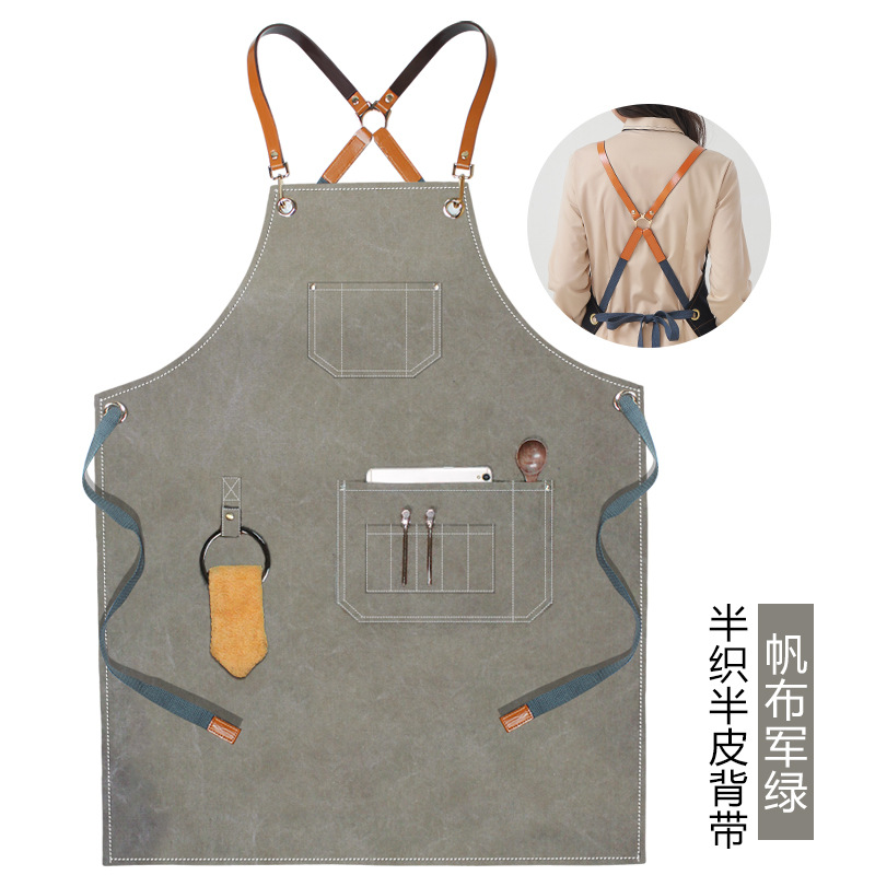 Semi-tejido de la mitad de cuero anillos verde del ejército