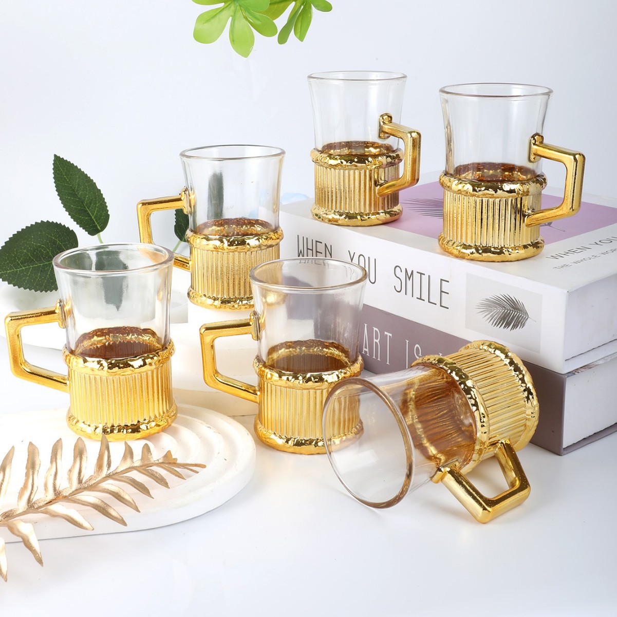 6 juegos de tazas de té negro de color esmalte de estilo europeo, tazas de café caseras, tazas de vino creativas, tazas de alta calidad