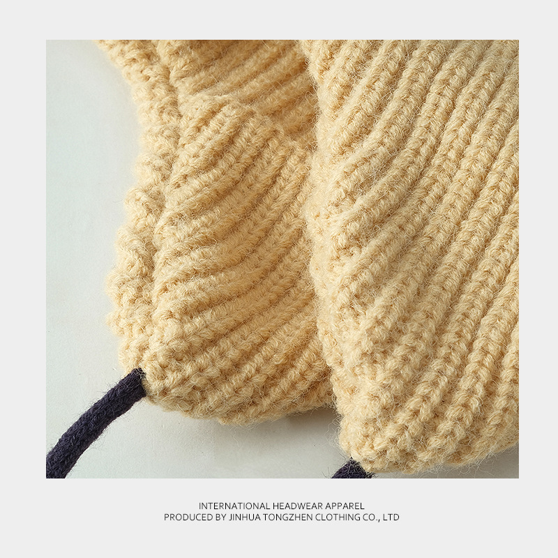 Herbst- und Winterpullover für Kinder, koreanische Ausgabe, bestickter Riemen, gestrickt, Outdoor-Skifahren, warmer Gehörschutz für Herren_voghion.com