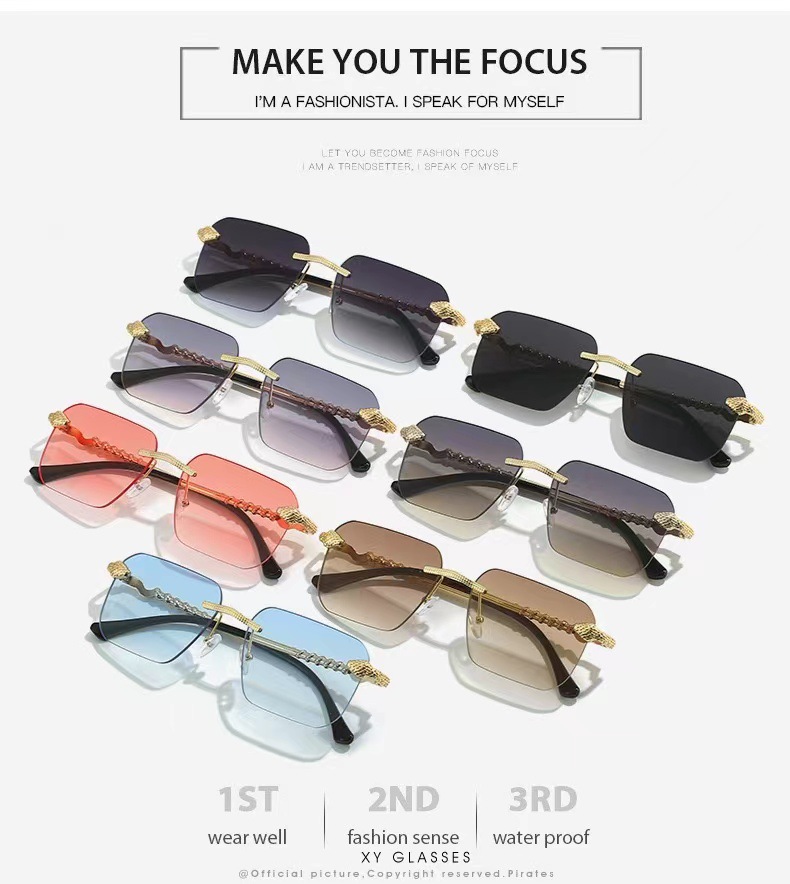 Fashion Square Snake Metal Sunglasses For Women Minimalist Style_voghion.com