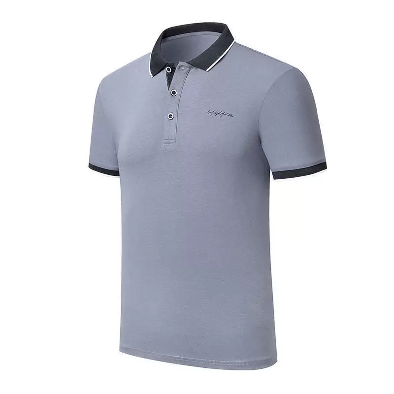 Хлопковая рубашка POLO мужская легкая бизнес-вышитая футболка с короткими рукавами для гольфа вышивка эластичная футболка с лацканом