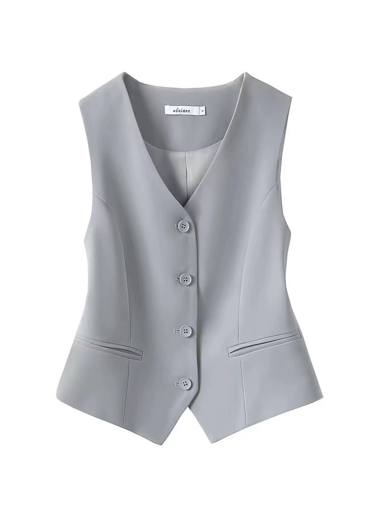 Костюм, жилет, топ-бюстье весна-осень, черная куртка, 2023, slim fit