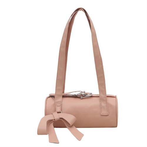 Korean stylish new 2025 summer solid color cylinder new fashion Boston commuting shoulder bag with underarm for women