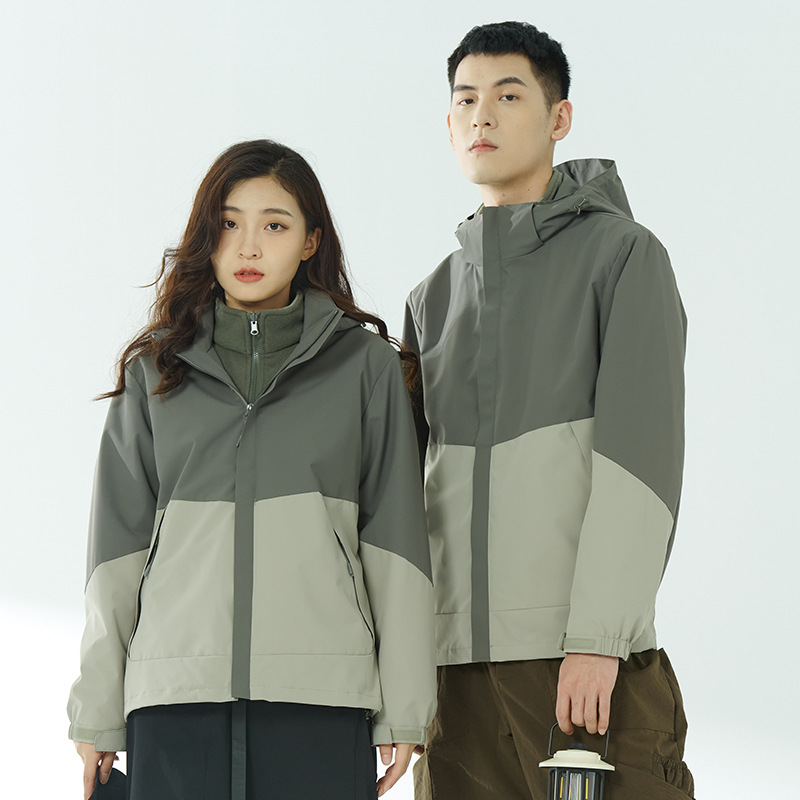 Hiking Outdoor Men's and Women's Detachable Jackets Autumn and Winter Couple Travel Mountaineering Clothing Jacket Three-In-One Polar Fleece